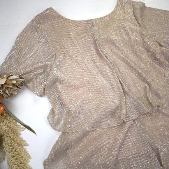 SLNY Shimmering Rose Gold Layered Dress Sz 12 - Picture 7 of 14